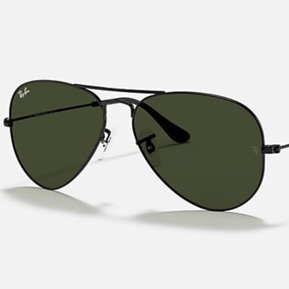 RAY-BAN Aviator Classic L2823– Polished Black Frame, G-15 Green Lenses - Picture 1 of 2
